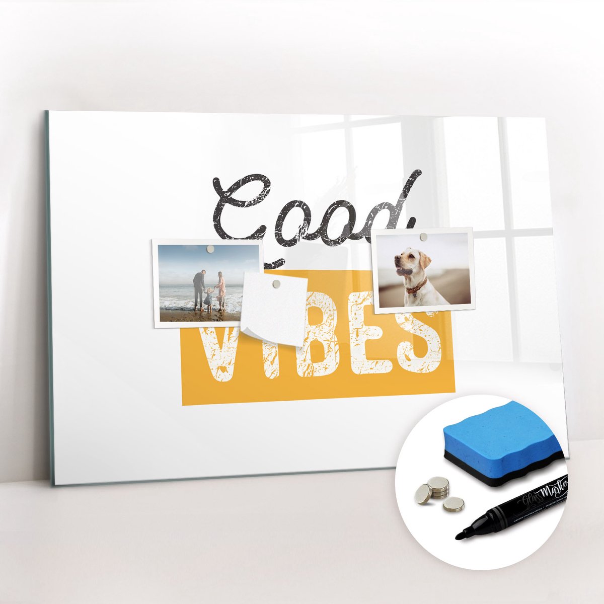 Tulup Whitebord - Een inspirerende zin - 60 x 40 cm - Grijs Magnetisch Bord Kind - Gratis 5 Sterke Magneten + Whiteboard Marker & Wisser - Organizer Muur - Magnetic Board - Planning Muur