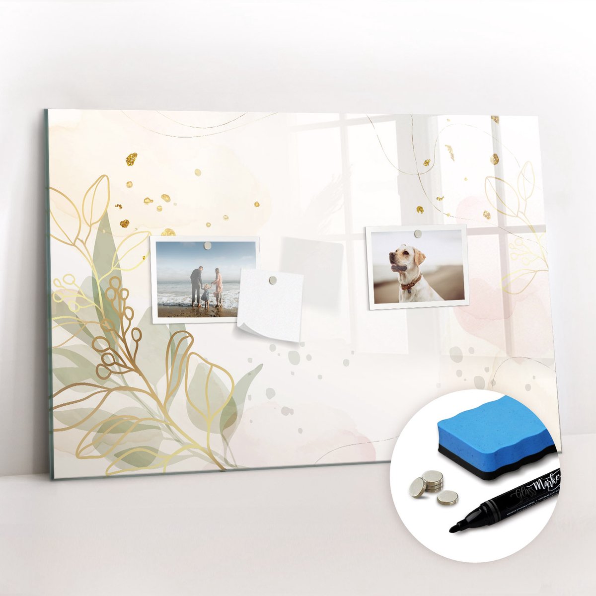 Tulup Whitebord - Pastel abstractie - 60 x 40 cm - Veelkleurig Magneetbord Foto - Gratis 5 Sterke Magneten + Whiteboard Marker & Wisser - Industrieel Wandbord - Magneetbord Foto - Productiviteit Tools