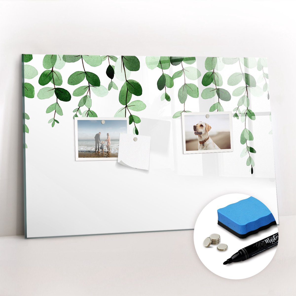 Tulup Whitebord - Plantenbladeren - 60 x 40 cm - Groente Foto Magneetbord - Gratis 5 Sterke Magneten + Whiteboard Marker & Wisser - Interieur Accessoires Kantoor - Foto Magneetbord - Productiviteit Tools