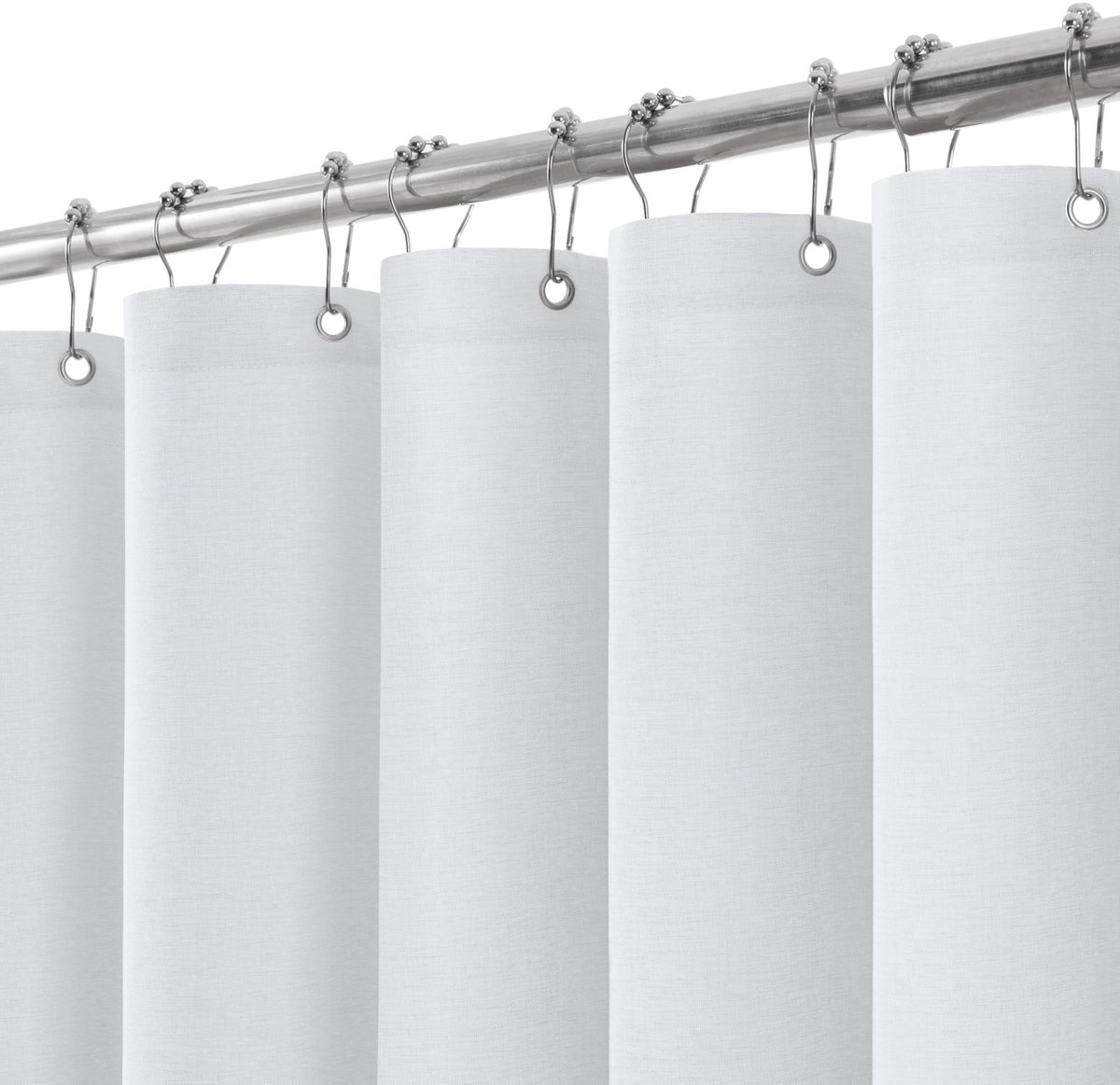 SnelShoppen - Douchegordijn Waterdicht met Linnen Textuur en Metalen Ringen - Anti-schimmel Badgordijn 182 x 214 cm - Wit voor Badkamer Douchecabine