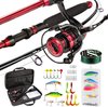 Telescoop Vishengel Set – Draagbare Visuitrusting voor Beginners en Gevorderden – Samenklapbare Hengel met Molen, Lijn en Aas – Ideaal voor Zoet- en Zoutwater Vissen – Rood - 2.1M 7FT