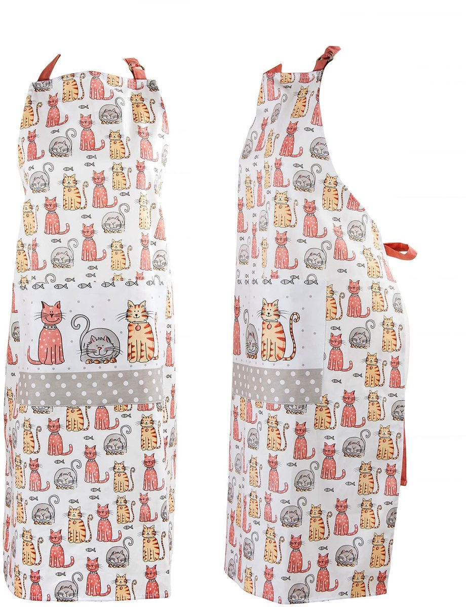 Omgoods - Keukenschort met Schattige Katten Print - 100% Katoen, Verstelbaar