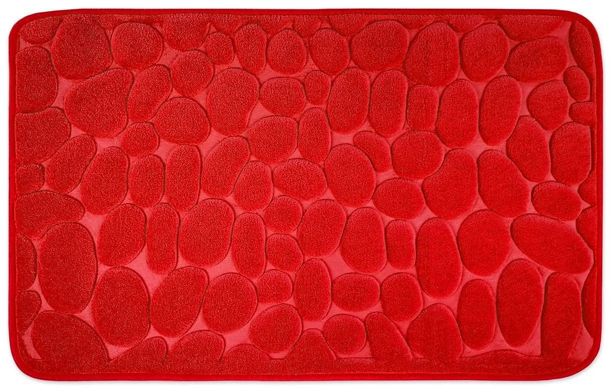 Omgoods - Geheugen Schuim Badmat Rood, Antislip en Machinewasbaar