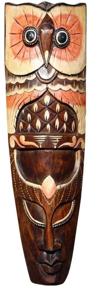 Omgoods - Handgemaakt 50 cm Uil Houten Masker uit Afrika
