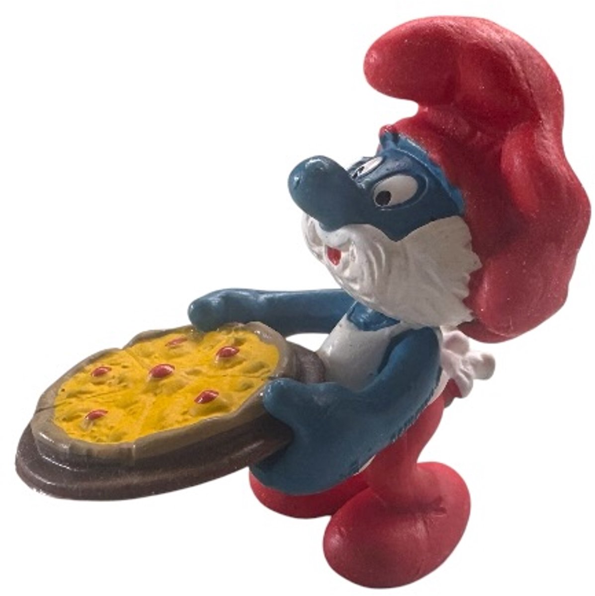 Grote smurf met pizza - De smurfen - Pizzabakker - Speelfiguurtje - 6 cm