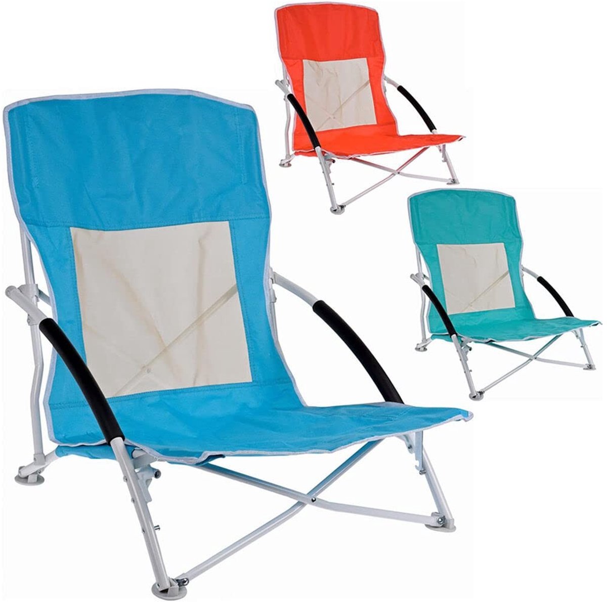 Omgoods - Vouwbare Strandstoel met Ventileerbare Rugleuning