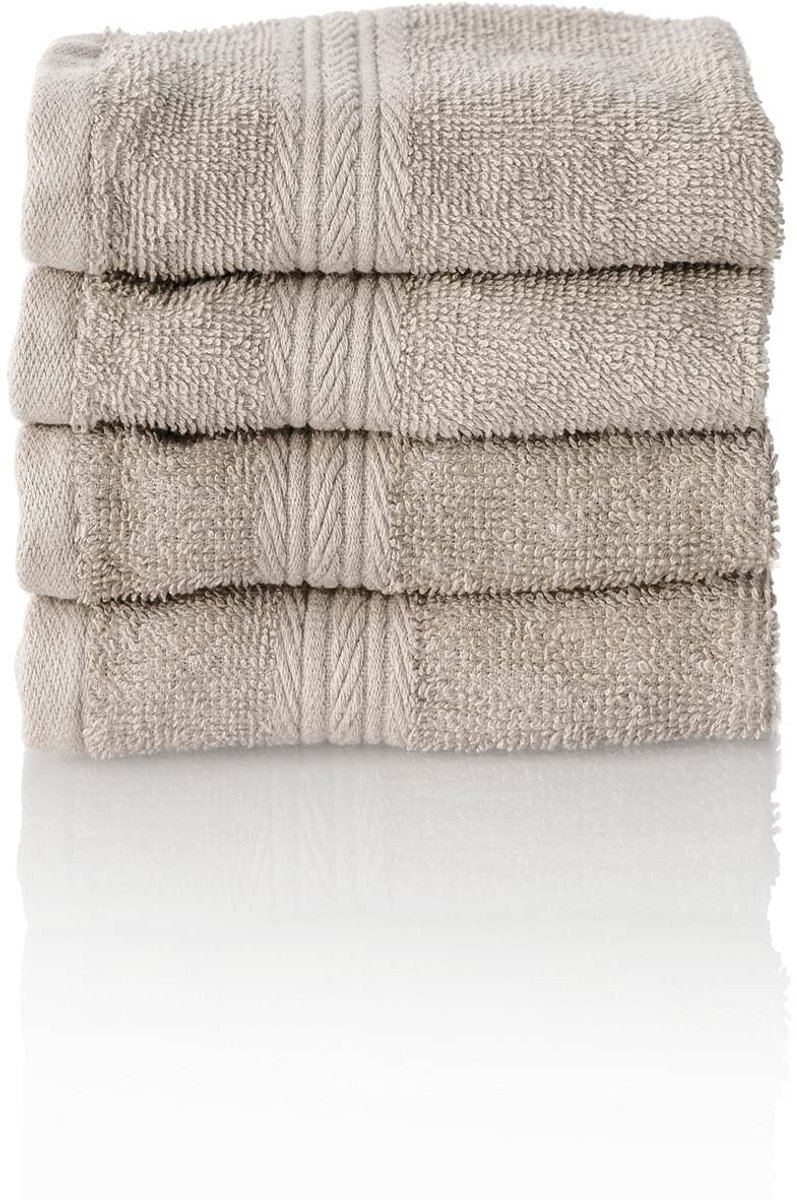 Omgoods - Set van 4 Gastendoekjes 30x50 cm Zilvergrijs 100% Katoen Ökotex
