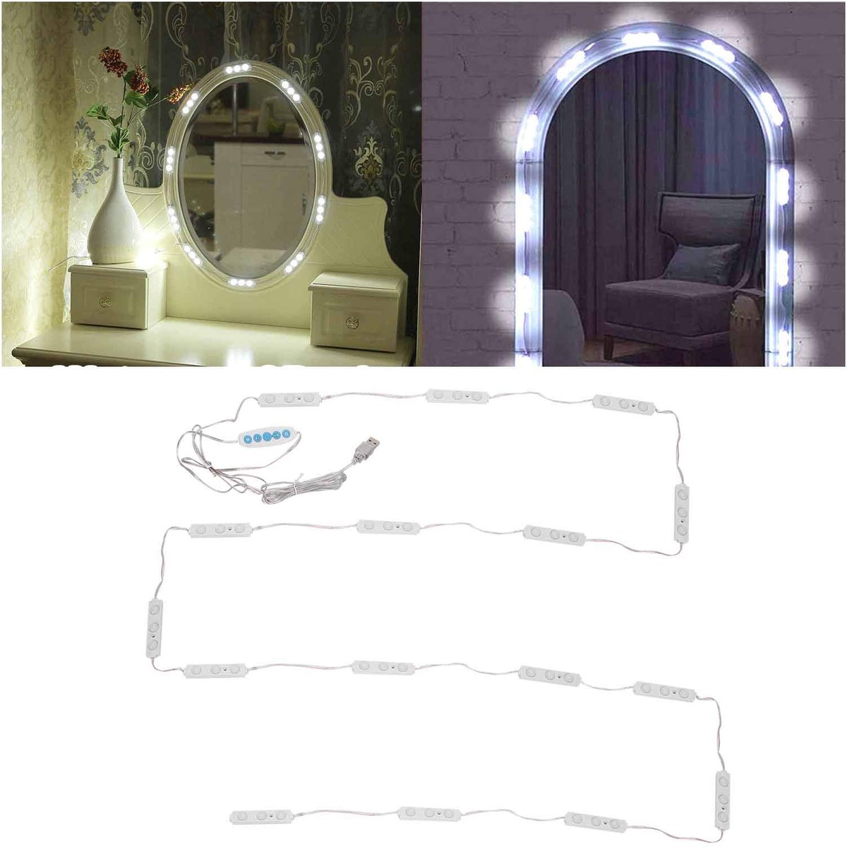 Omgoods - LED Make-up Spiegel Verlichting - Dimbare Hollywood Stijl Lamp voor Vanity Tafel