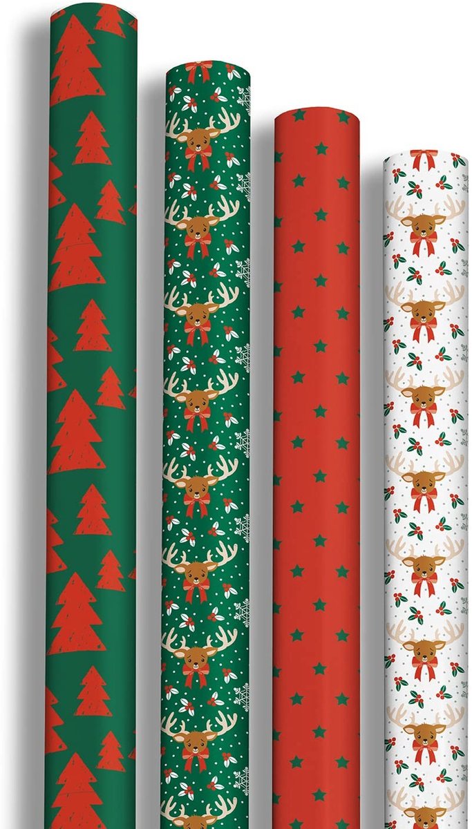 Omgoods - Set van 12 Cadeaupapierrollen met Flocons Motief