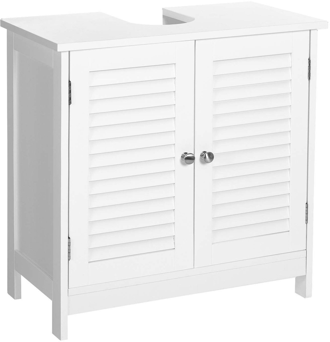 Omgoods - Badkamerkast met 2 Lameldeuren en Verstelbare Plank 60 x 30 x 60 cm