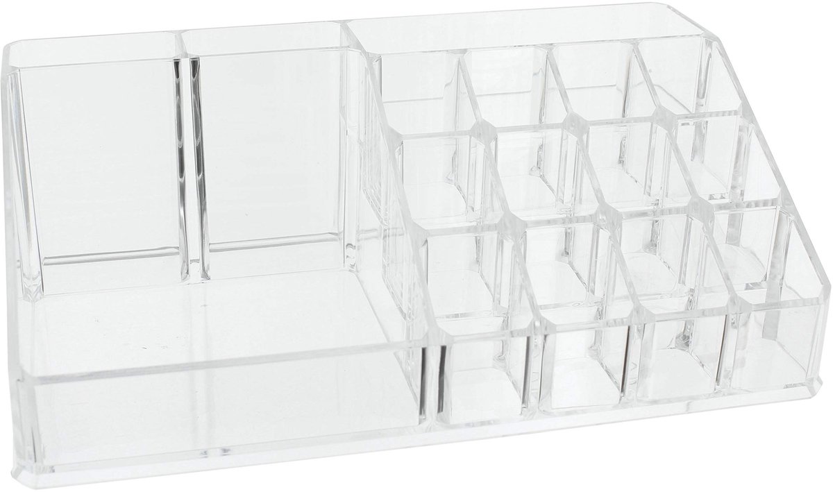 Omgoods- Cosmetica Organizer - Transparant - Make-up Organizer - Sorteerdoos - Compact - Stevig Kunststof - 22,3 x 12,7 x 8 cm - Make-updoos
