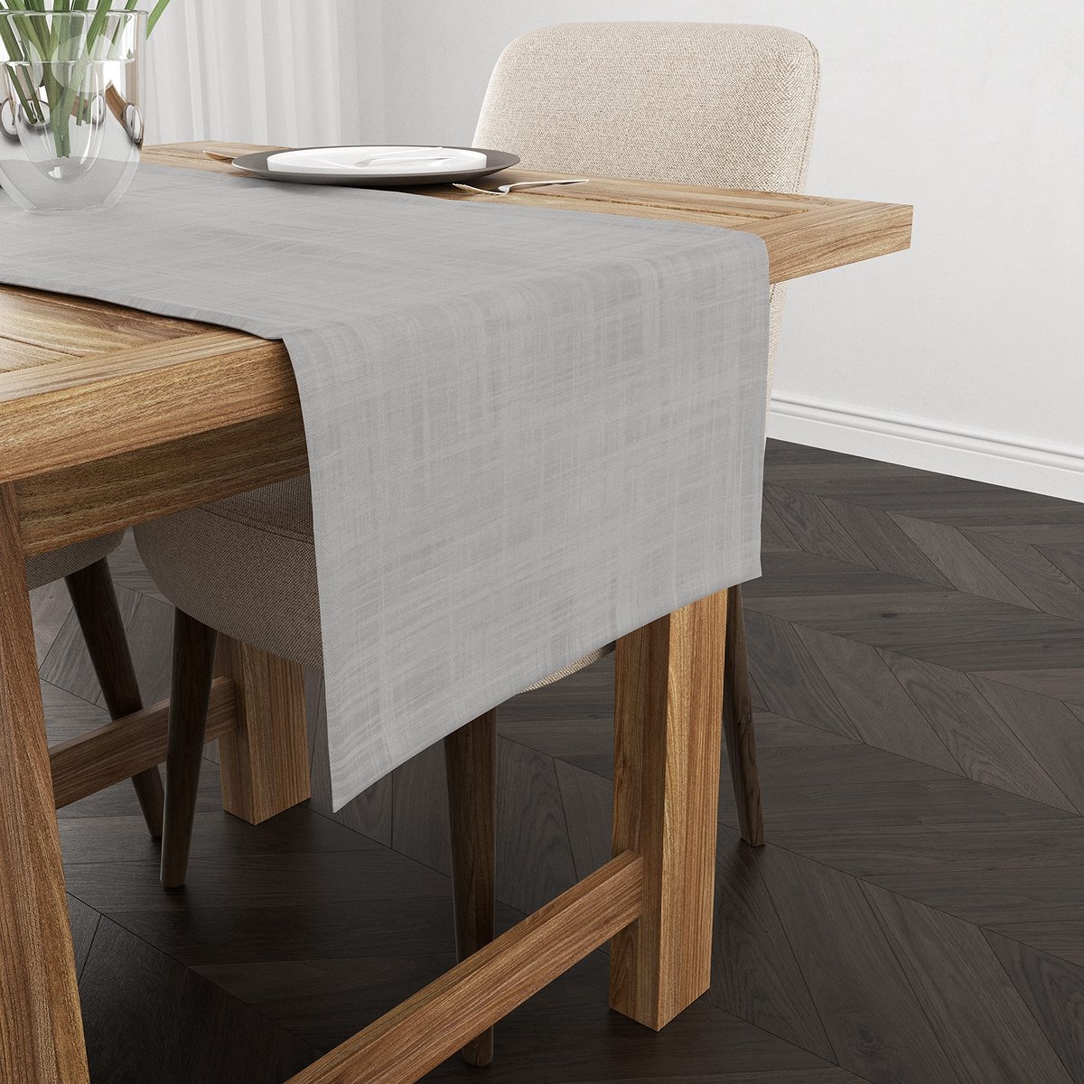 Omgoods - Tafelkleed van 100% Katoen 45 x 140 cm in Grijs