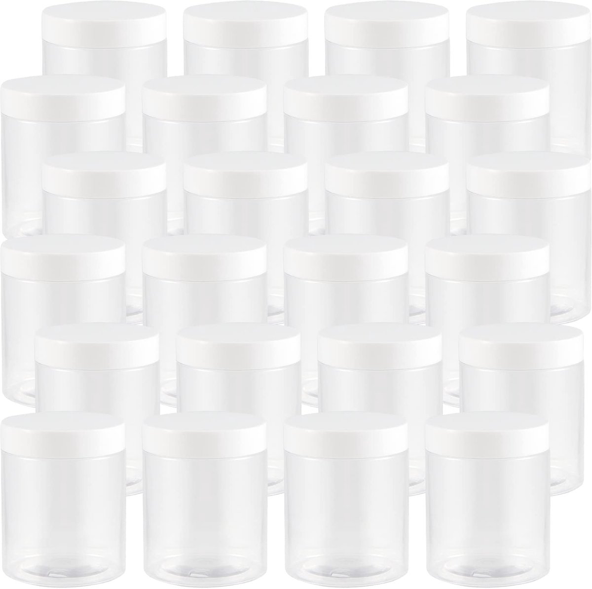 Omgoods- Plastic Potten 250 ml - 24 Stuks - Transparante Opbergcontainer - Navulbare Container - Kunststof Potten met Deksel - Hoge Kwaliteit - Opbergcontainers