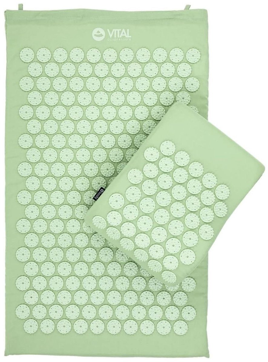 Omgoods- Acupressuurset blauw - Mat 74 x 44 cm - Kussen 33 x 28 cm - Draagtas nylon - Hypoallergeen - 100% katoen - Yogamat