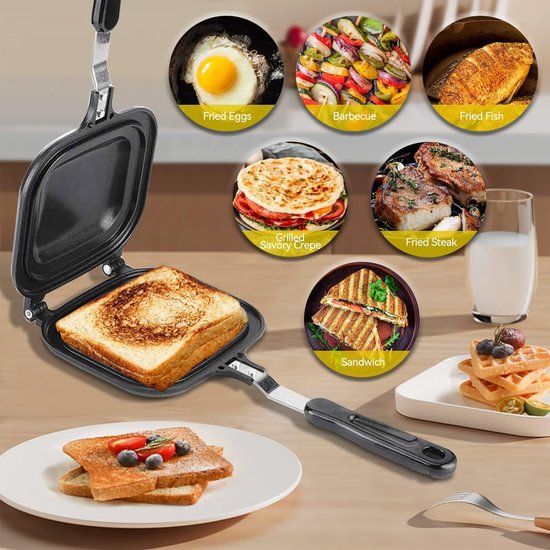 Omgoods - Multifunctionele Dubbelzijdige Sandwich Maker - Non-stick Bakpan — afbeelding 5