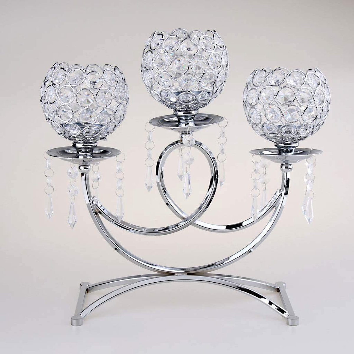 Omgoods - 3-Arms Crystal Metal Kaarsenhouder voor Bruiloften