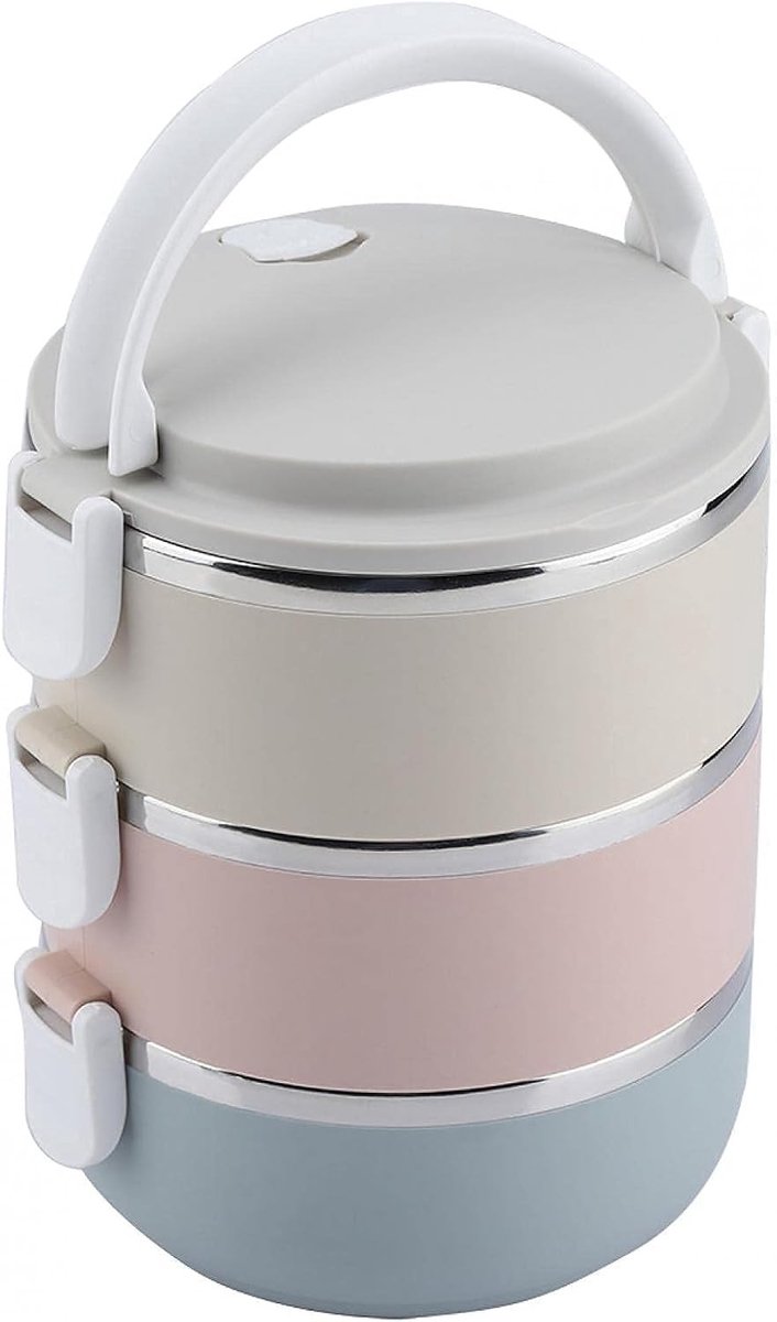 Omgoods- Lunchbox 4 lagen - Draagbare roestvrijstalen thermische bento - Lekvrije voedselcontainer - Capaciteit 2800 ml - Ideaal voor school/thuis/picknick - Bento Box