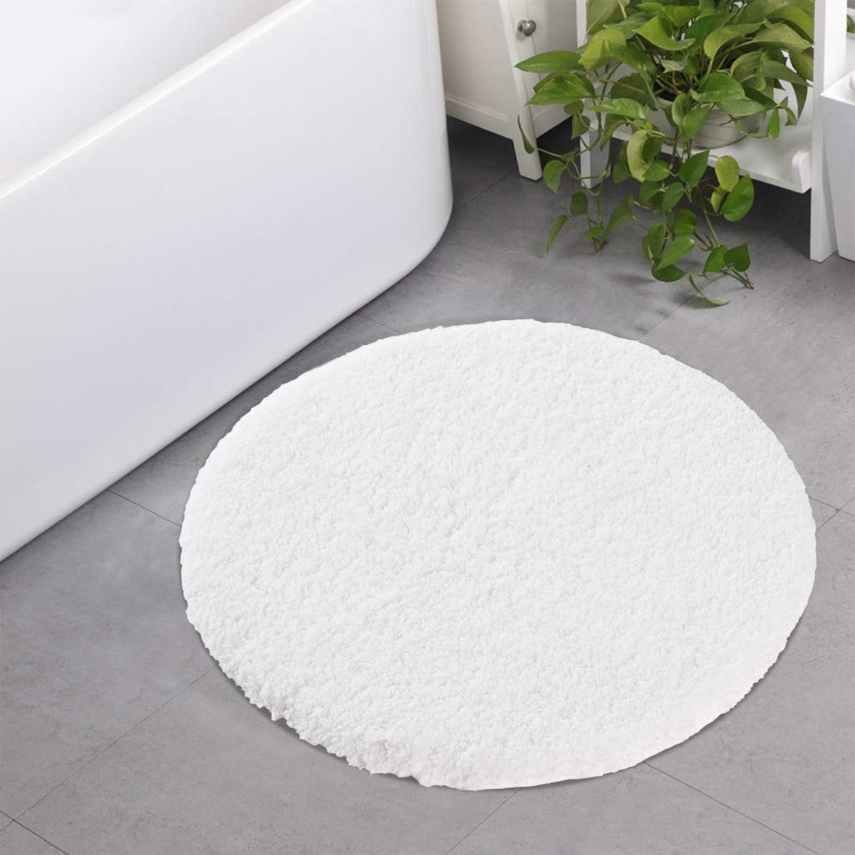 Omgoods - Luxe Witte Badmat, Rond en Ultra Zacht, Machinewasbaar
