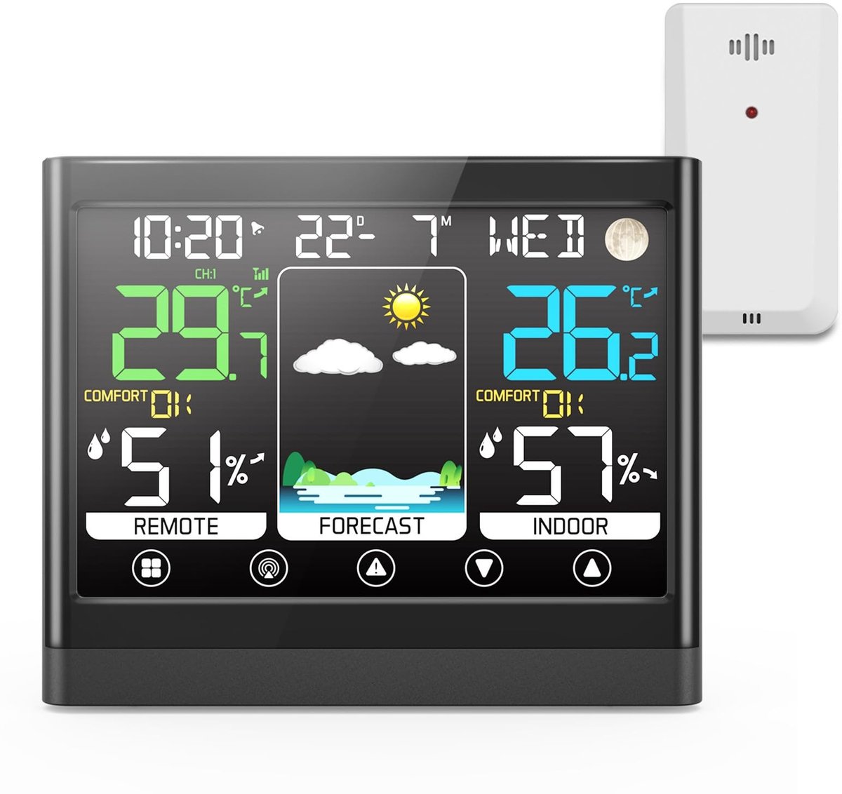 Omgoods - Draadloze Weerstation met Buiten Sensor en Multifunctionele Functies