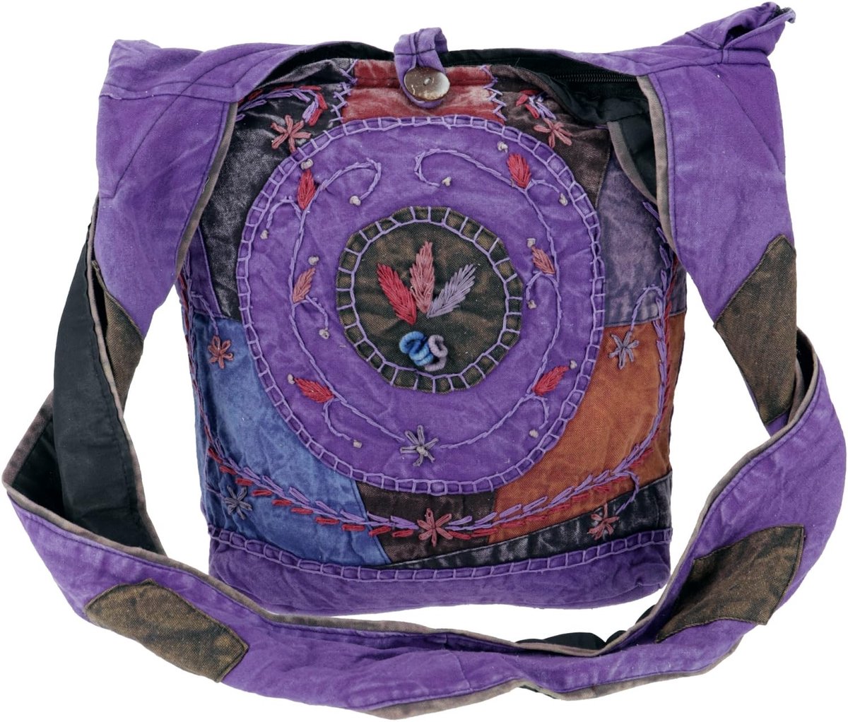 Omgoods - Batik Schoudertas Unisex in Lila Katoen