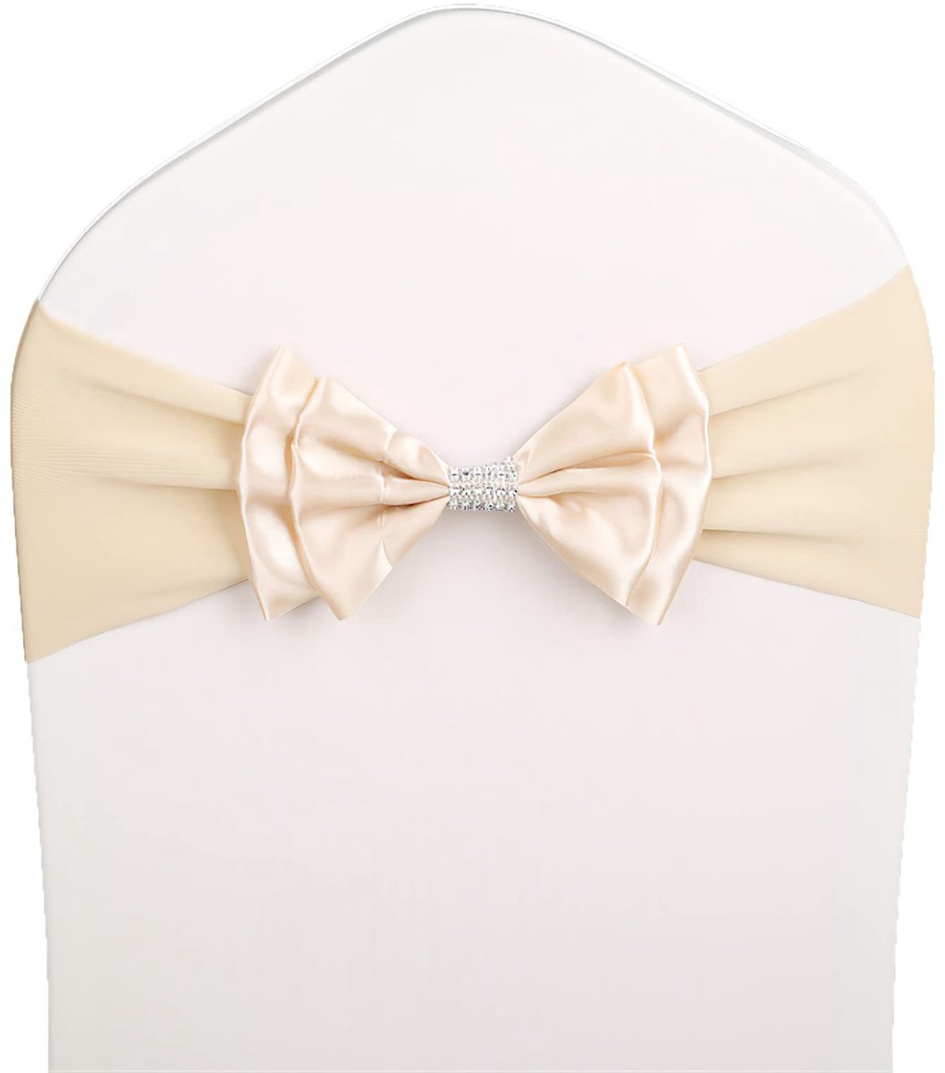 Omgoods - 50 Stuks Stoelen Sierstrik van Organza voor Feestdecoratie Champagne