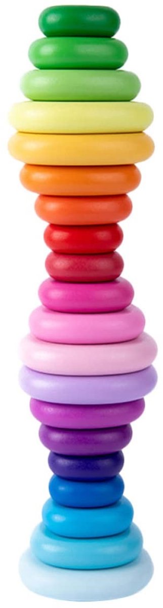 Omgoods - Set van 20 Houten Regenboog Stapel Speelgoed voor Kinderen