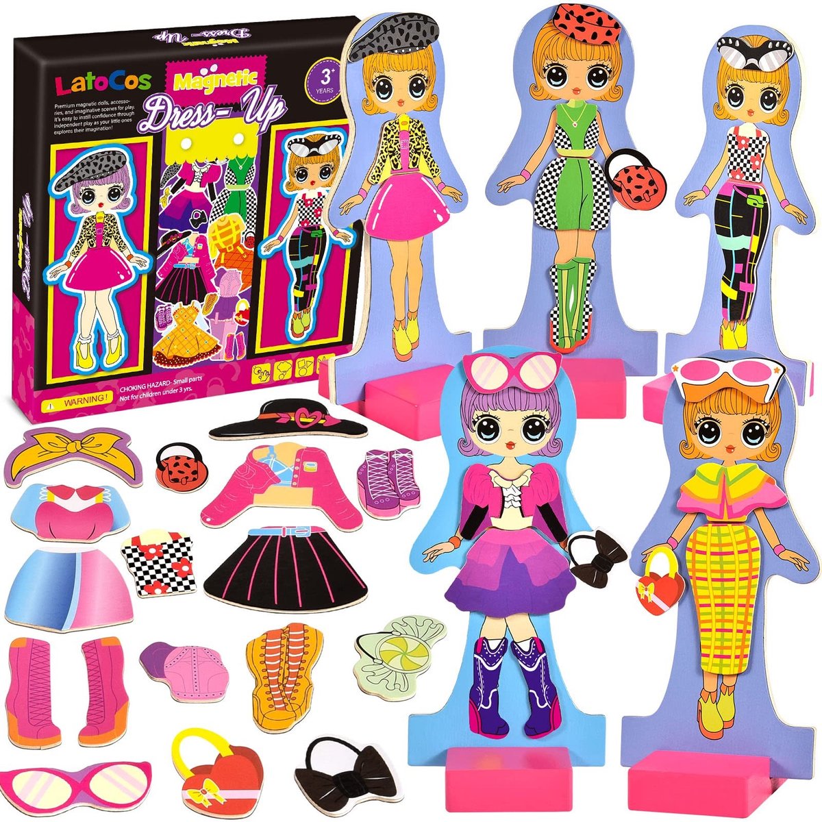 Omgoods - Magnetische Houten Kleedpop voor Kinderen 2-6 Jaar