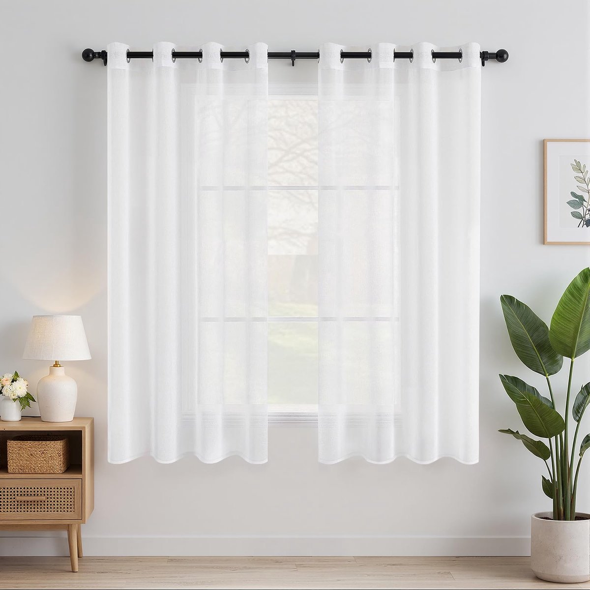Omgoods - Transparante Voile Gordijnen met Oogjes - Set van 2 Stuks 140 x 160 cm Wit