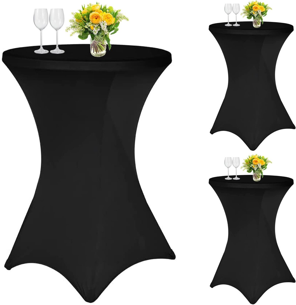 Omgoods - 3-Pack Zwarte Bistro Tafelcovers voor 80-85 cm Tafel