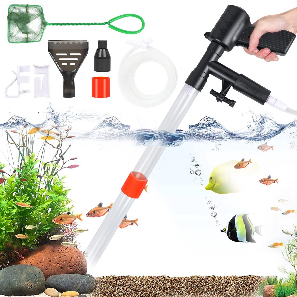 Omgoods - Aquarium Gravel Cleaner met Waterwissel en Luchtdrukknop