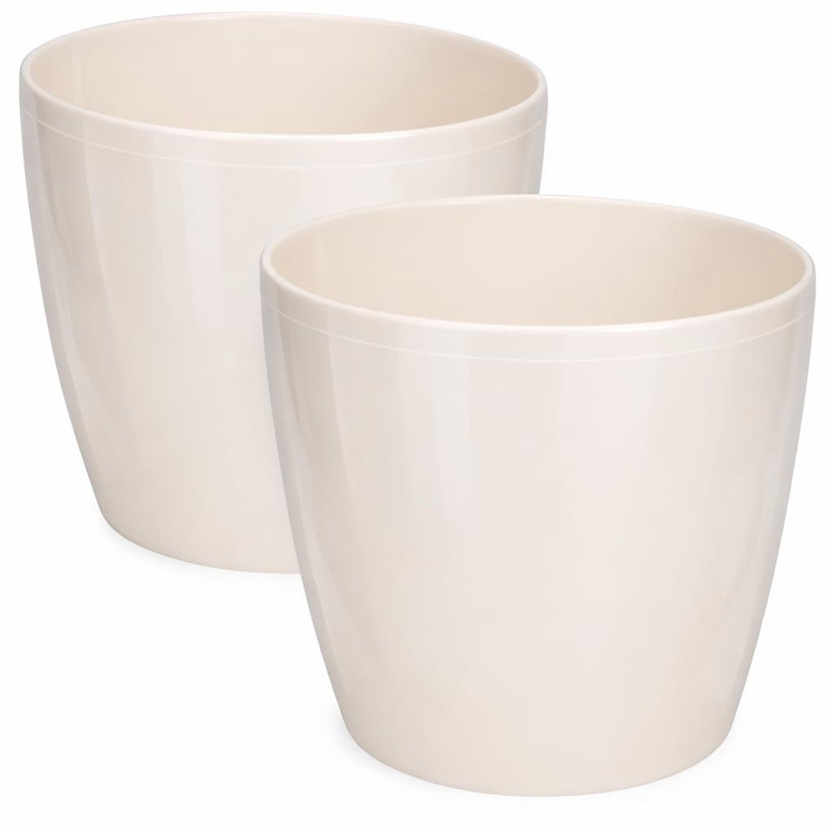Omgoods - Set van 2 Beige Bloempotten - Minimalistische Plantenpotten 25 cm