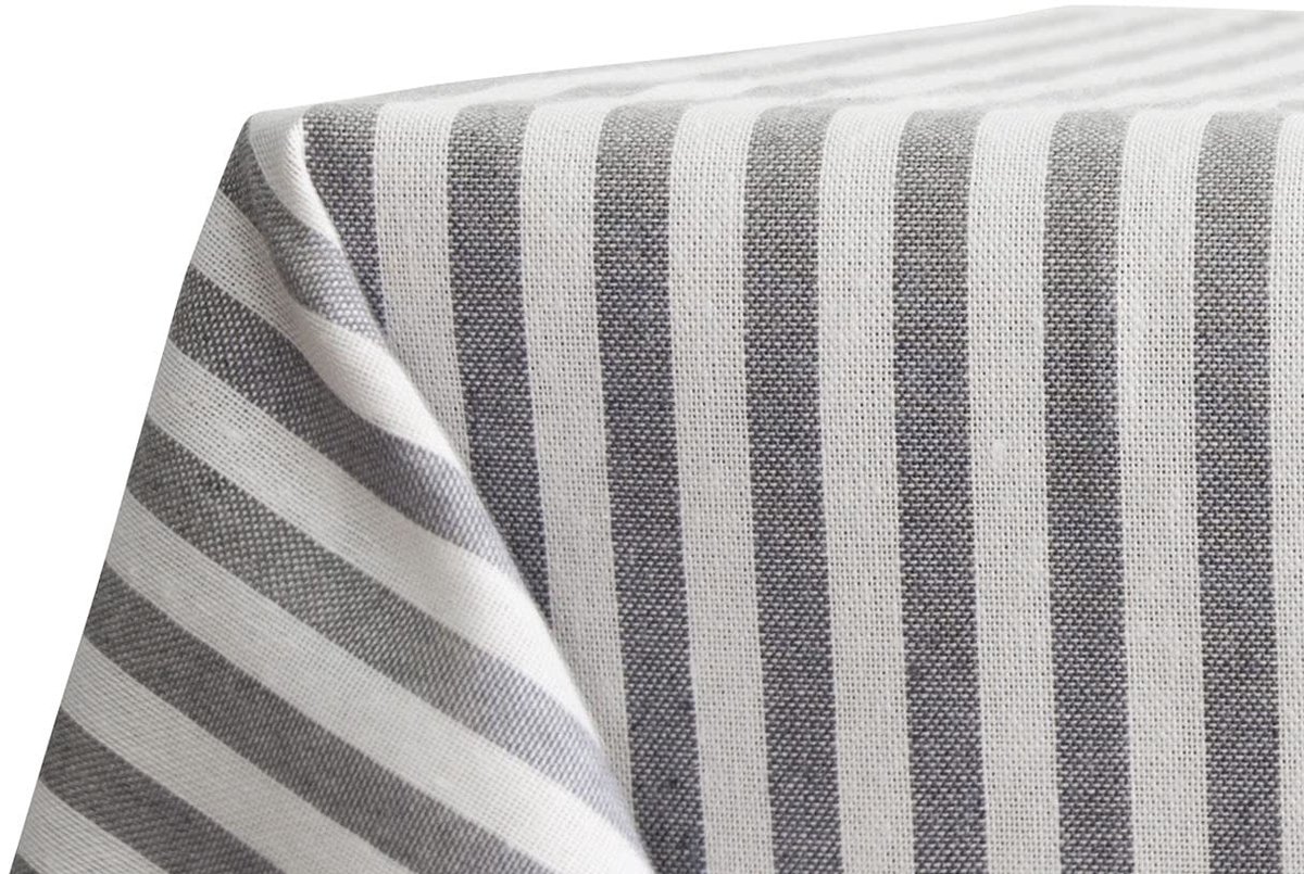 Omgoods - Tafelkleed voor Keuken en Woonkamer, Motief: Grijze Stok, 140 x 240 cm van 100% Katoen