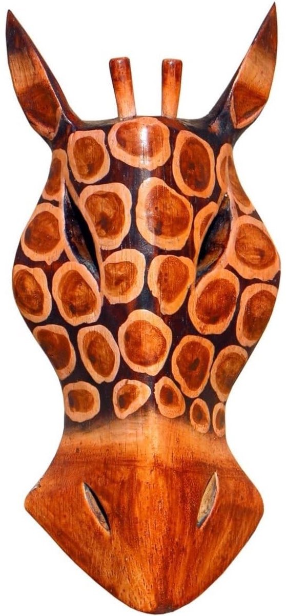 Omgoods - Handgemaakt Houten Giraffe Masker 20 cm
