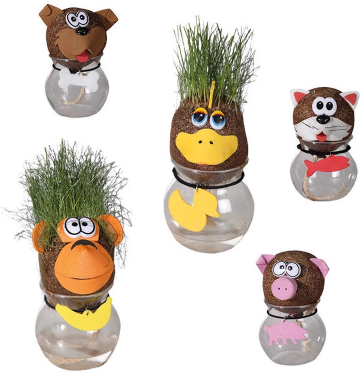 Omgoods - Set van 4 Grascups met Grappige Dierenkoppen
