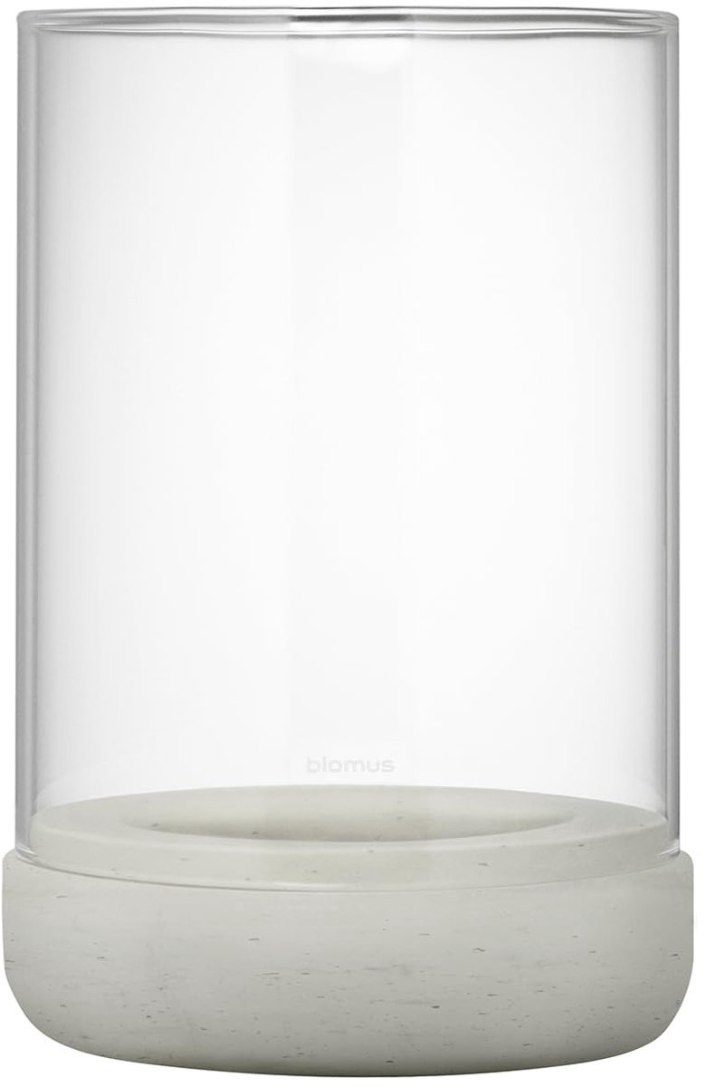 Omgoods - Windlicht van Hoogwaardige Beton en Glas L 15 x 15 x 22.5 cm