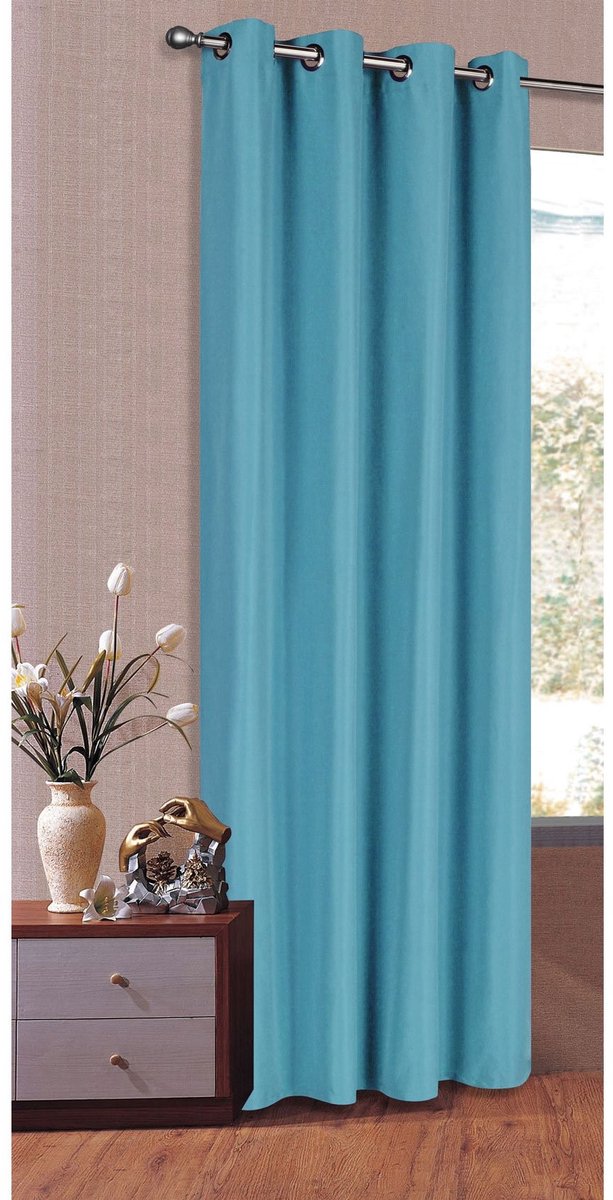Omgoods - Opaque Gordijn Sjaal met Micro Satijn, Turquoise 175x140 cm