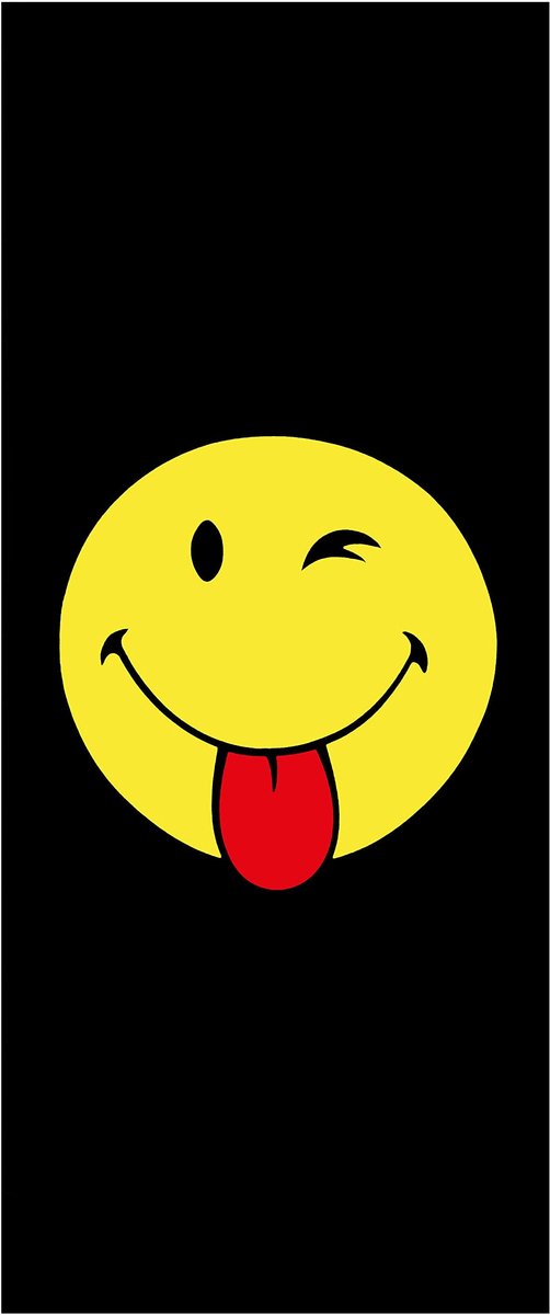 Omgoods - XXL Smiley Badhanddoek Strandlaken 92x187 cm Zwart Katoen