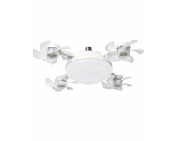 Plafondventilator met Lamp - E27 Ventilatorlamp 50 cm - 3 Windsnelheden - 3 Lichtkleuren - Timer 2H/4H - Afstandsbediening - Stille Plafondventilator - Wit