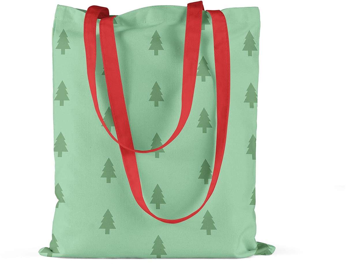 Omgoods - Herbruikbare Katoenen Draagtas met Rode Handvatten 34x40 cm