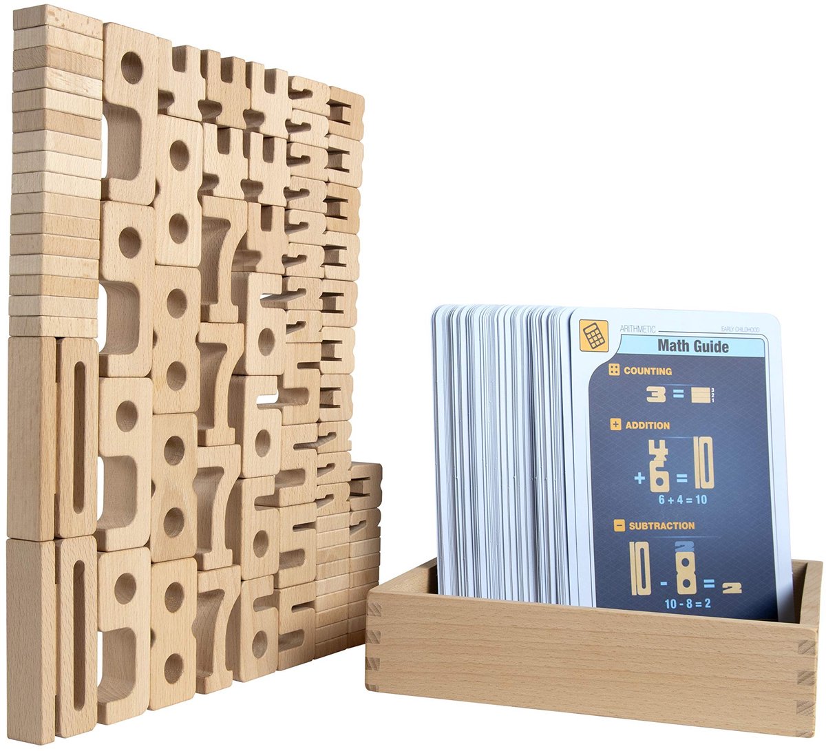 Omgoods - Houten Leerzame Speelset met 80 Stukken voor Wiskunde, Mini Familie Set
