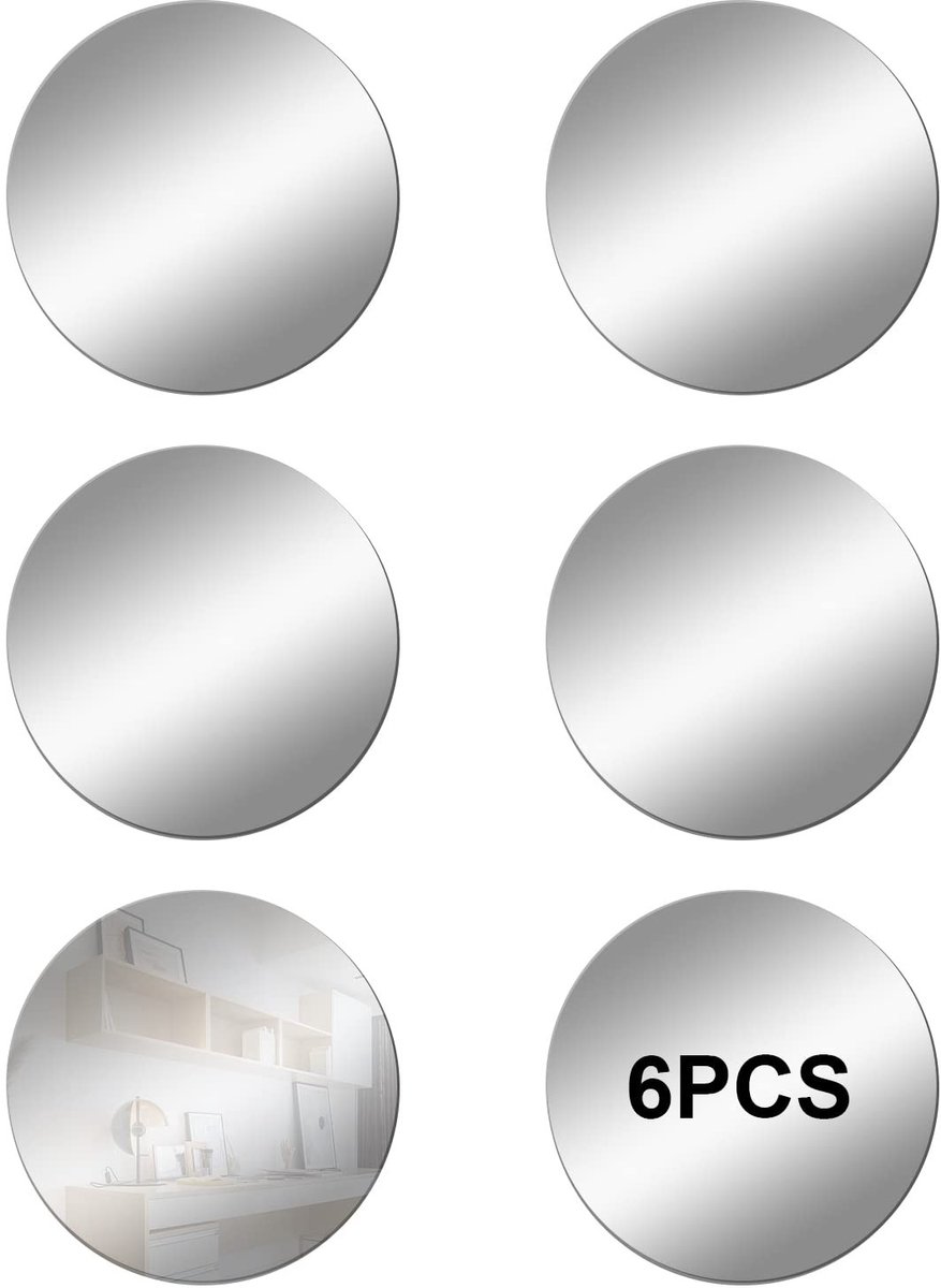 Omgoods - 6 stuks Zelfklevende Acryl Spiegeltegels - HD Ronde Spiegels