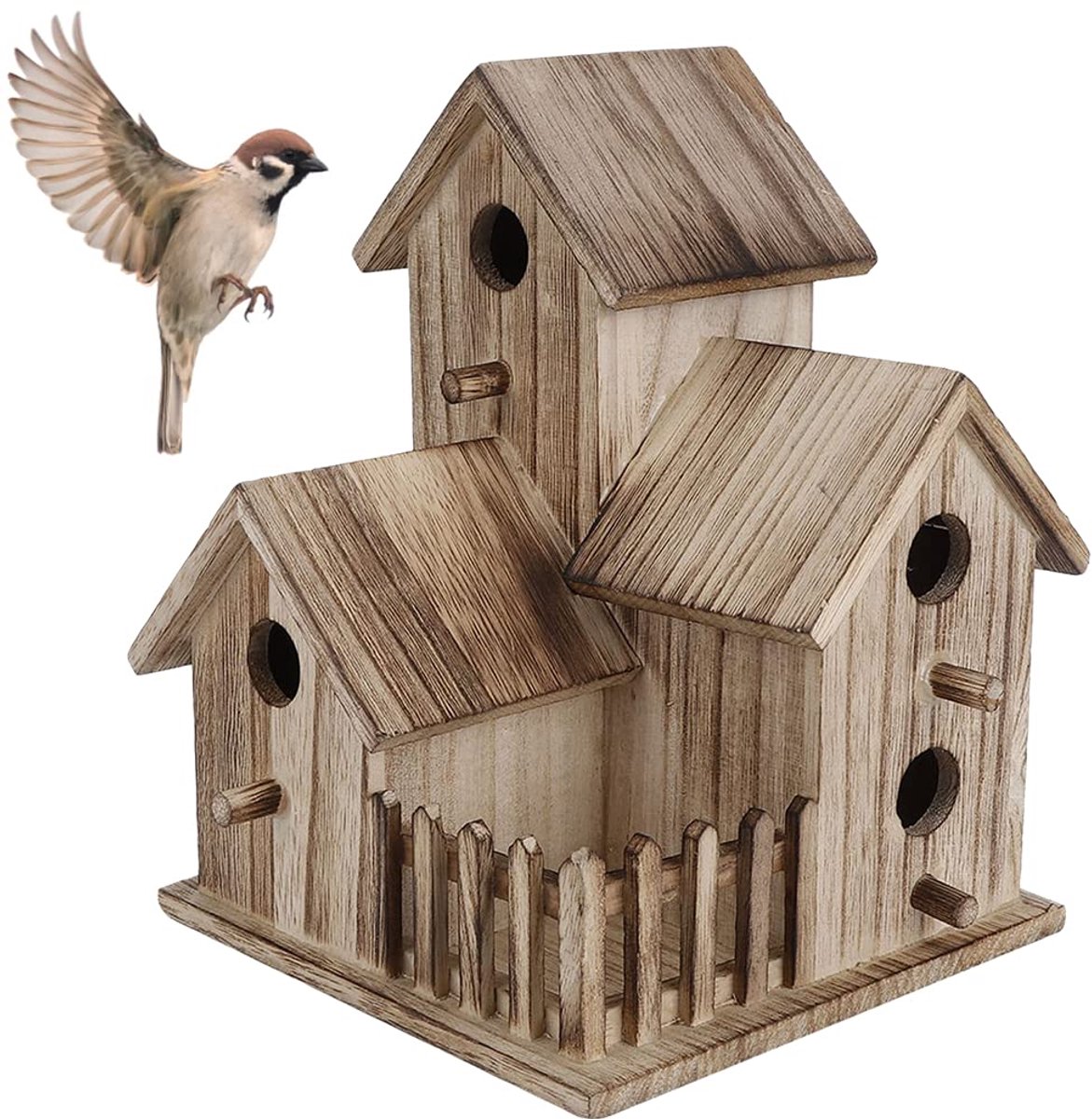 Omgoods - Houten Vogelhuisje - Duurzame Tuindecoratie voor Swallows en Parrots