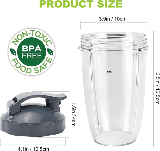 Omgoods - Blender Vervangende Bekers 24oz voor NutriBullet Pro 900w/600w - 2 Pack — afbeelding 5