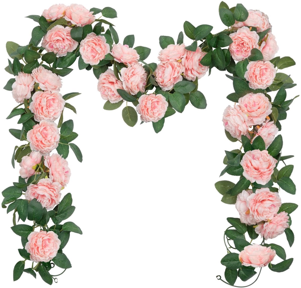 Omgoods - Set van 3 Zijdebloemen Peony Garland Roze