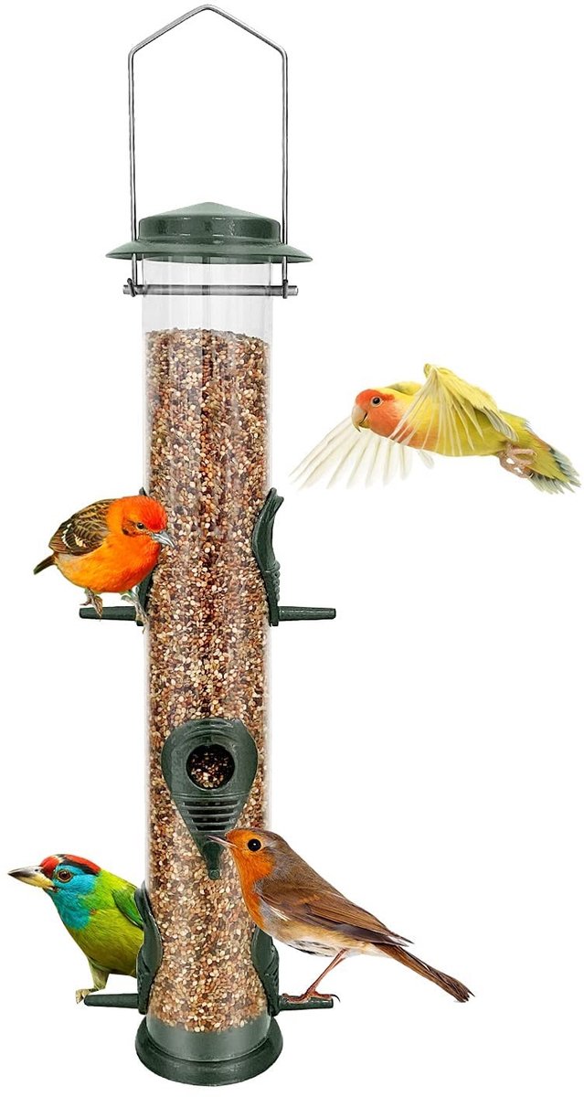 Omgoods- Vogelhuisje Metalen - Vogelvoederhuisje - Weerbestendige Beugel - Eekhoornbestendig - Hangend - Gemakkelijk Te Vullen - Voederhuisje