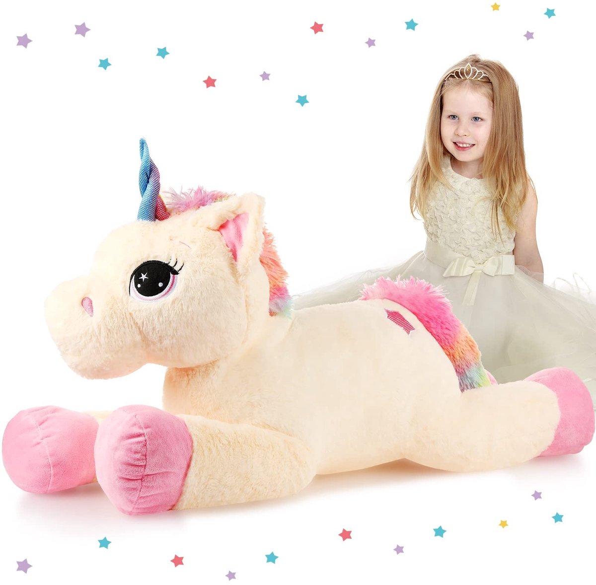 Omgoods - Grote Eenhoorn Knuffel 76 cm - Zacht Sierkussen voor Kinderen