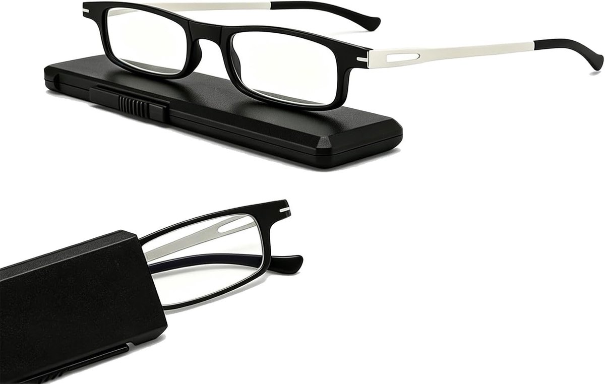 Draagbare Leesbril met Blauw Lichtfilter, Ultra Dunne Vouwbare Bril met Etui, Compacte Blokkerende Bril voor Mannen en Vrouwen, Ideaal voor Schermgebruik