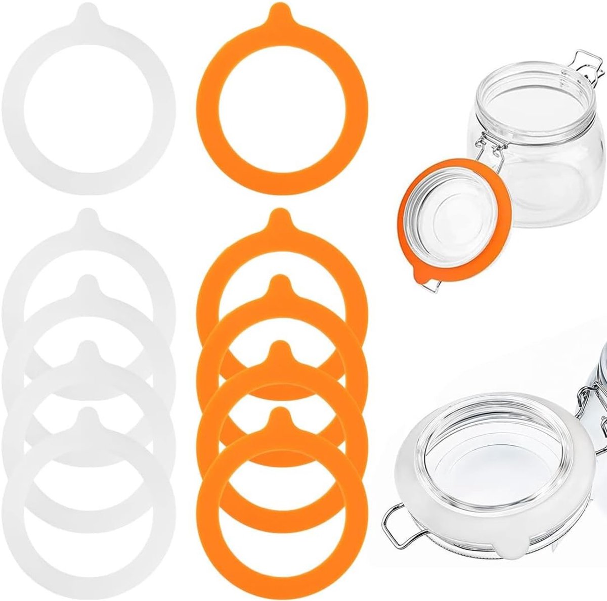 Set van 10 Herbruikbare Siliconen Rubberen Sealing Ringen voor Inmaakpotten, 95 x 70 mm, Lekvrije Dekringen, Vervangingsringen voor Inmaak en Bewaren