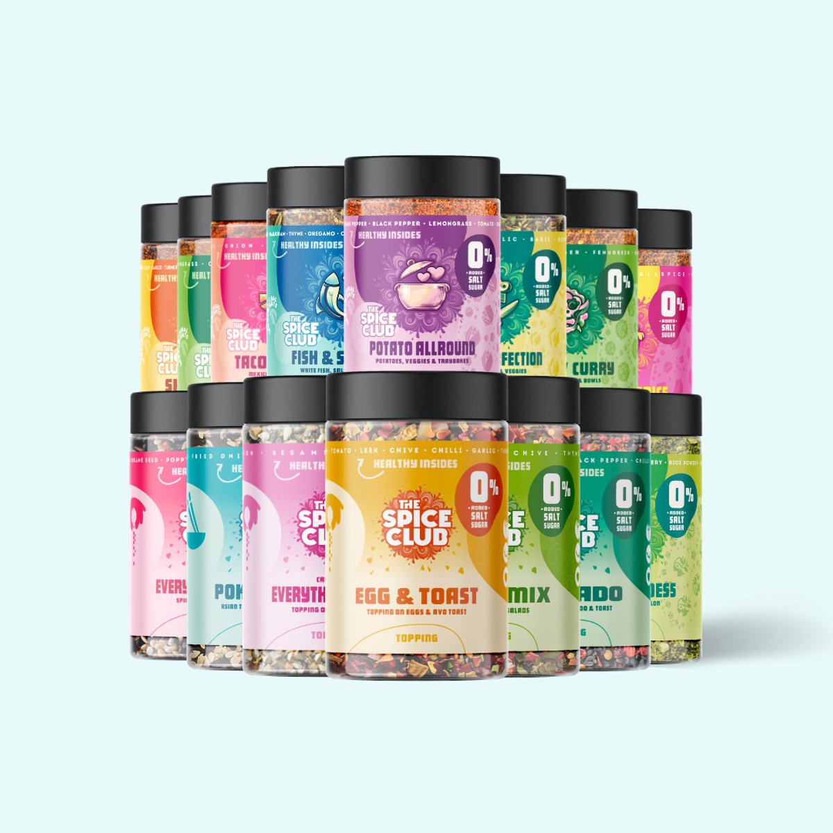 The Spice Club Complete Set 15-Pack – 15 kruidenmixen & toppings zonder zout of suiker – 100% natuurlijk – Gezonde smaakmakers + cadeau & recepten