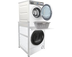 Wasmachinerek - Wit - Uittrekbare lade - Stabiel en belastbaar - Voor Badkamer